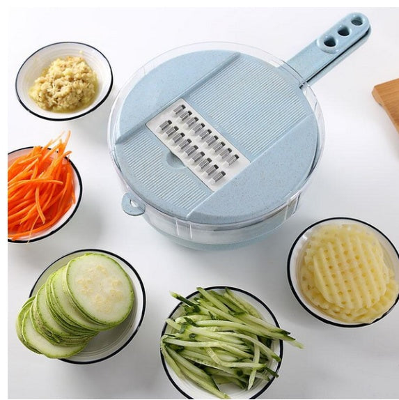 8-in-1 Vegetable Slicer & Grater Set Mandoline Slicer with Peeler, Onion Chopper, Strainer & Kitchen Accessories