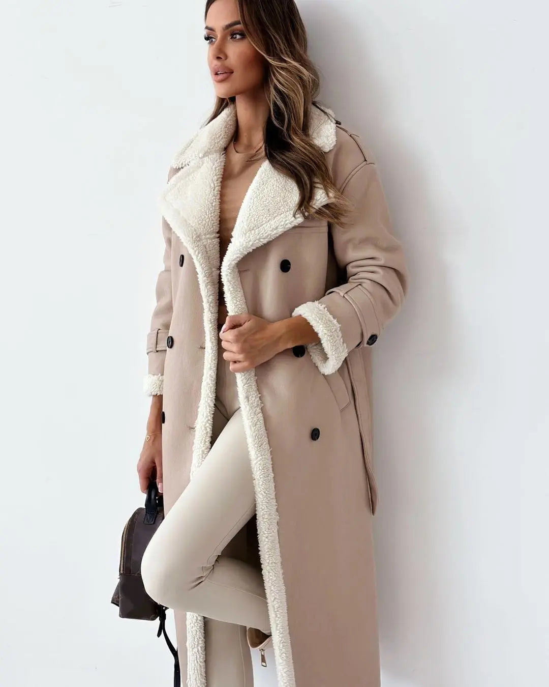 Winter Jacket With Belt Fashion Double Breasted Lapel Windbreaker Women's Long Trench Coat Mid-length Overcoat Clothing