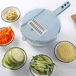 8-in-1 Vegetable Slicer & Grater Set Mandoline Slicer with Peeler, Onion Chopper, Strainer & Kitchen Accessories