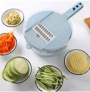 8-in-1 Vegetable Slicer & Grater Set Mandoline Slicer with Peeler, Onion Chopper, Strainer & Kitchen Accessories