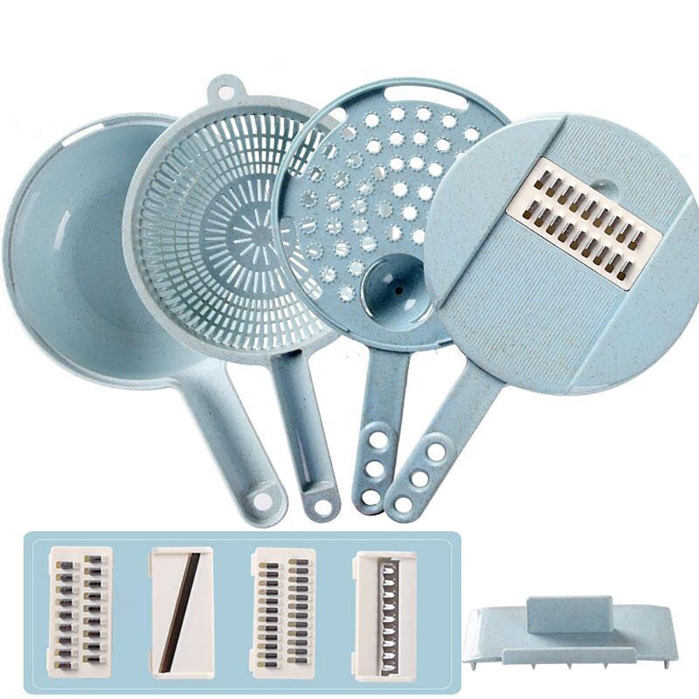 8-in-1 Vegetable Slicer & Grater Set Mandoline Slicer with Peeler, Onion Chopper, Strainer & Kitchen Accessories