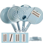 8-in-1 Vegetable Slicer & Grater Set Mandoline Slicer with Peeler, Onion Chopper, Strainer & Kitchen Accessories