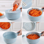 8-in-1 Vegetable Slicer & Grater Set Mandoline Slicer with Peeler, Onion Chopper, Strainer & Kitchen Accessories