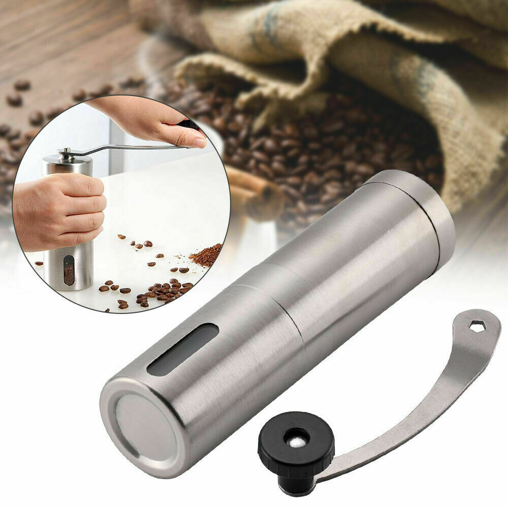 Grind fresh coffee or pepper with this stainless steel hand-crank conical burr mill. Portable, precise, and perfect for kitchen or travel. USA quality design.