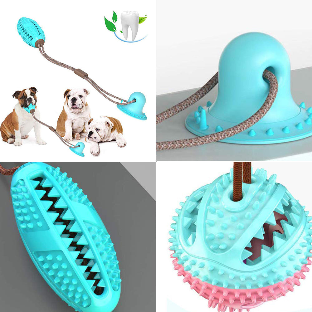 Interactive Dog Suction Cup Chew Toy – Tartar Remover & Tug-of-War Ball for Dental Health & Energy Relief